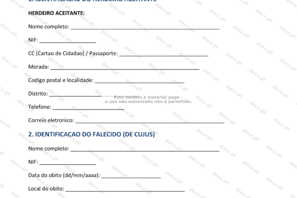 Imagem de página A4 com documento jurídico sobre aceitação de herança, inventário e benefício.