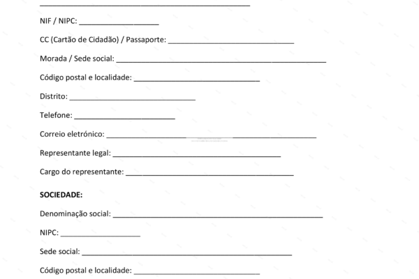 Documento de acordo de investimento em formato A4, página 1, com texto impresso.