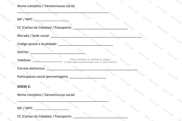 Página 1 de um acordo parasocial em formato A4, imagem escalada.