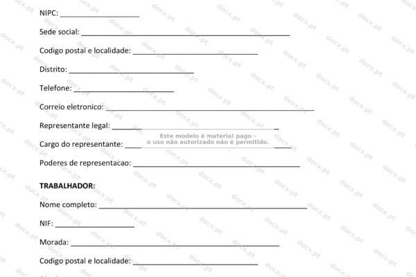 Página 1 de um acordo de retribuição variável, formato A4.