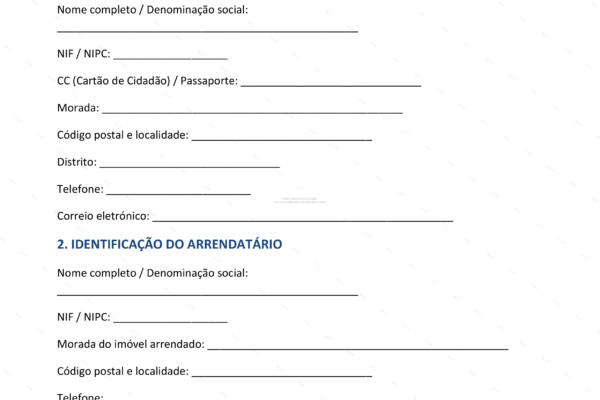 Documento de autorização de subarrendamento em formato A4, página 1.