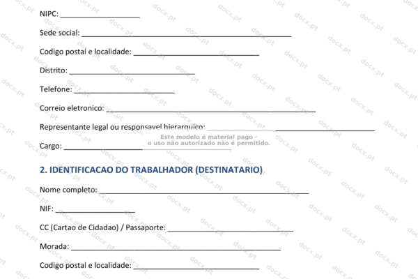 Carta de advertência disciplinar em formato A4, página 1, em escala reduzida.