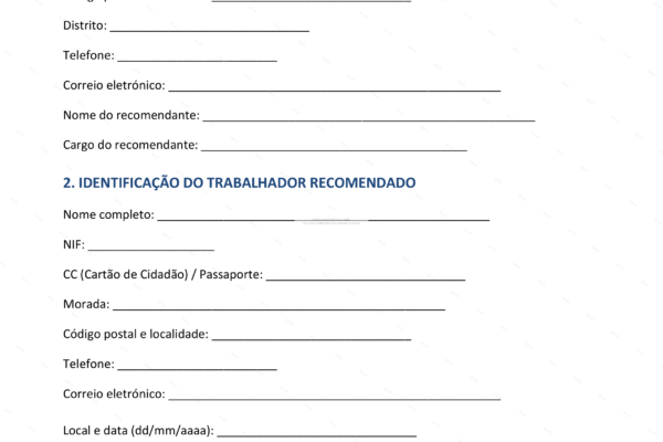 Carta de recomendação profissional em formato A4, página 1, com escala.
