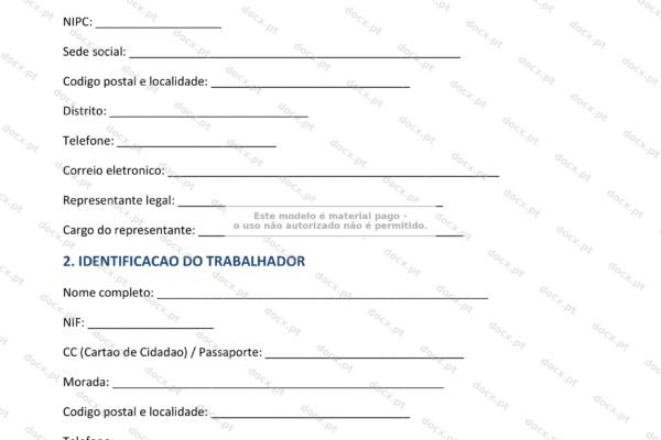 Certificado de trabalho em papel A4, página 1 ampliada.