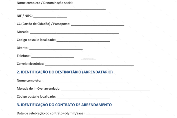 Documento em formato A4, página 1, com comunicação de oposição à renovação do contrato de aluguel ao senhorio.