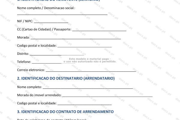 Documento em A4 com comunicação sobre resolução de falta de pagamento, página 1