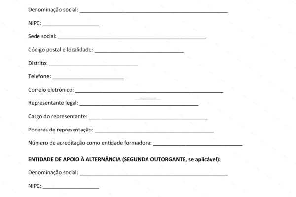 Página 1 de um contrato de aprendizagem em formato A4.