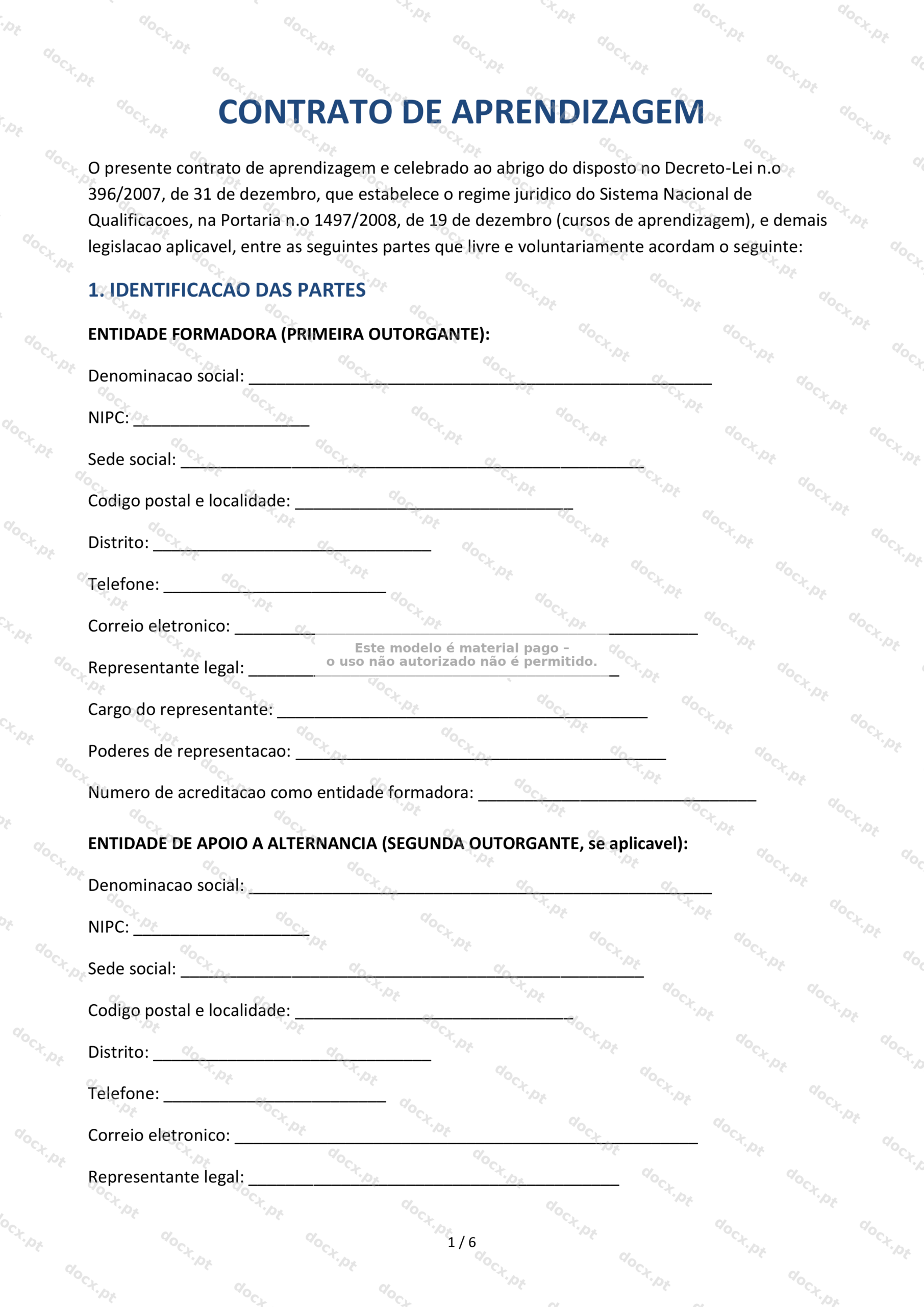 Contrato de Aprendizagem — Formulário Editável