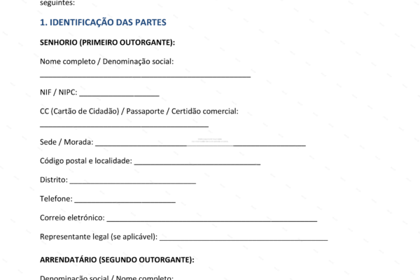 Contrato de arrendamento de escritório em formato A4, página 1