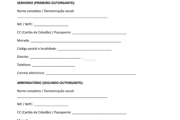 Contrato de arrendamento rústico, página 1 em formato A4, redimensionado.