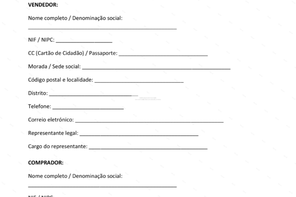 Contrato de compra e venda de empresa, página 1 em formato A4, documento empresarial.