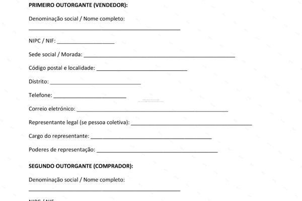 Contrato de compra e venda de estabelecimento comercial, página 1, formato A4.