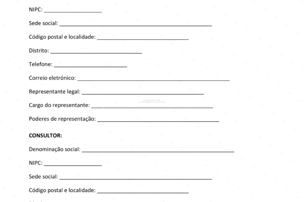 Contrato de consultoria, página 1 em formato A4, documento com texto.