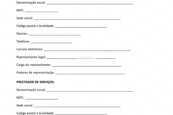 Contrato de limpeza e manutenção, página A4, primeira página, documento digitalizado.