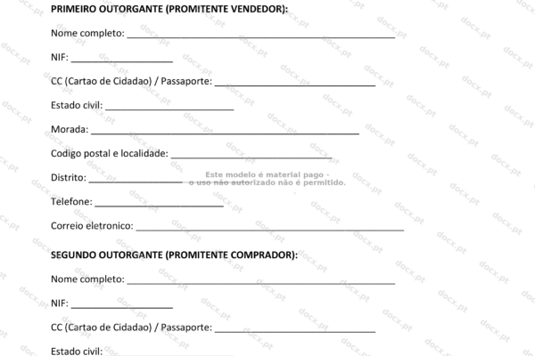 Contrato de promessa de compra e venda de imóvel, página A4, primeira página, imagem escalada