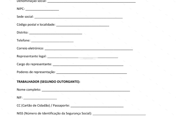 Página 1 de contrato de trabalho intermitente em formato A4