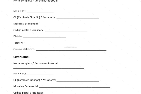 Página 1 de contrato de venda a prestações em formato A4, documento com texto legível.