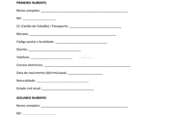 Documento de convenção antenupcial, página 1, formato A4 (escaneado)