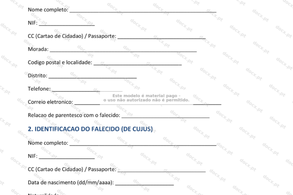 Documento de habilitação de herdeiros, página 1, formato A4, imagem digitalizada.
