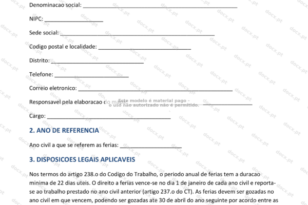 Mapa de férias em formato A4, página 1, com destinos destacados.