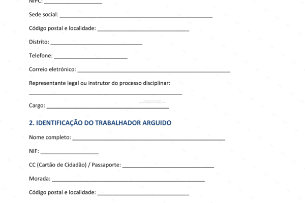 Documento em papel A4 com o título Nota de Culpa, página 1, imagem redimensionada.