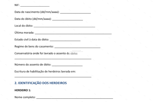Documento em A4 sobre a partilha de herança, primeira página, com texto e diagramas.