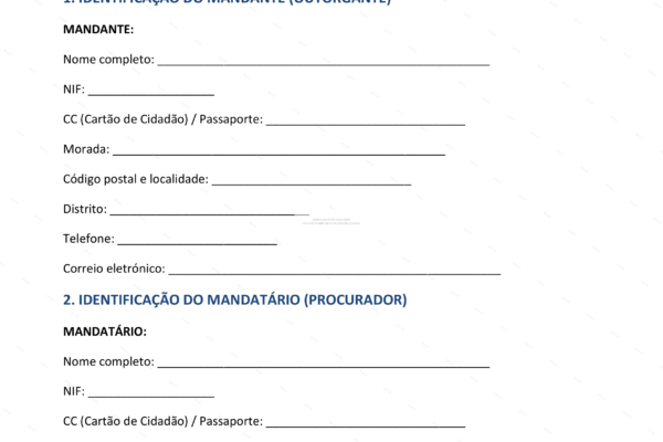 Documento de procuração especial para imóvel, formato A4, página 1, imagem em escala.