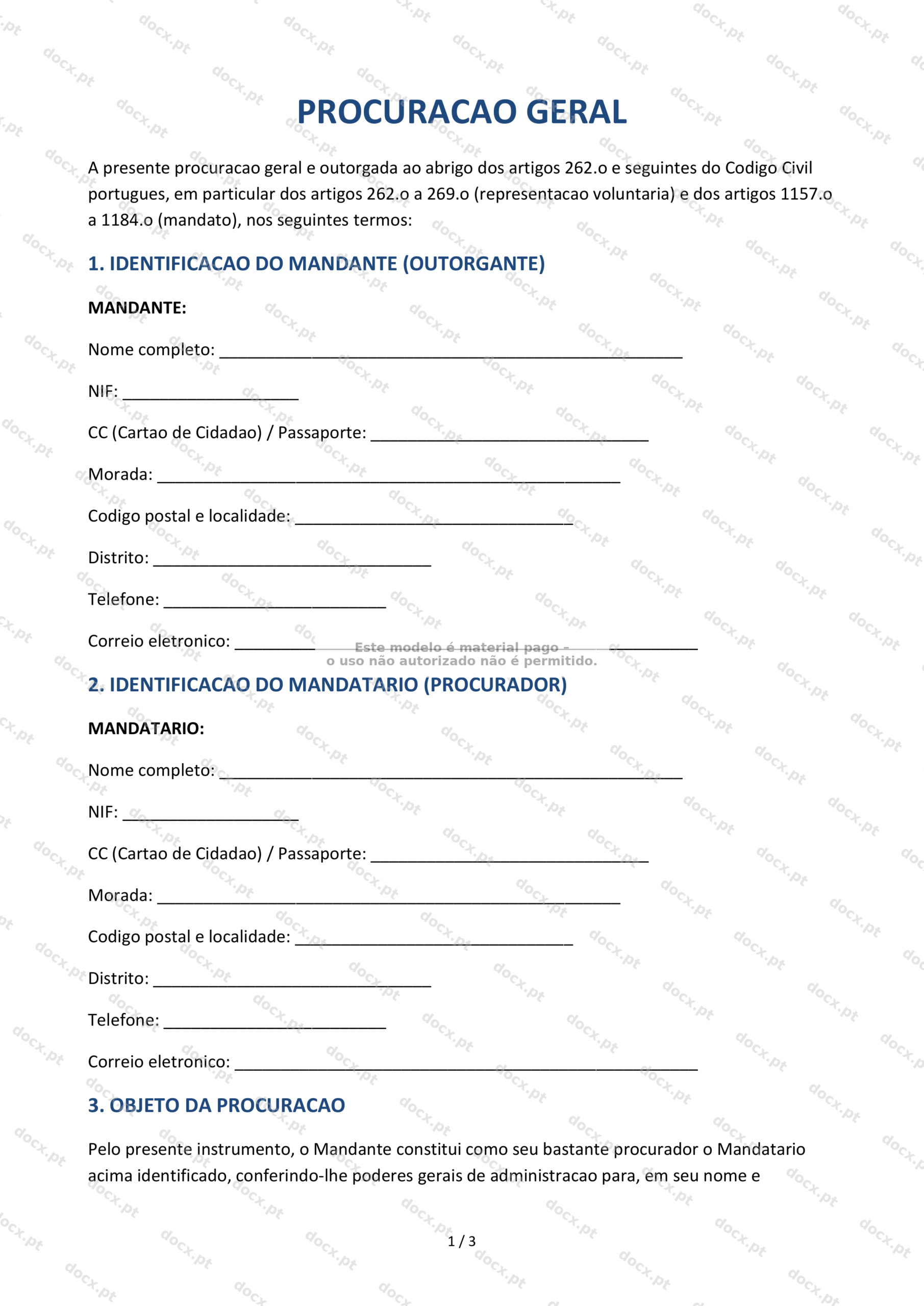 Procuração Geral — Modelo Word