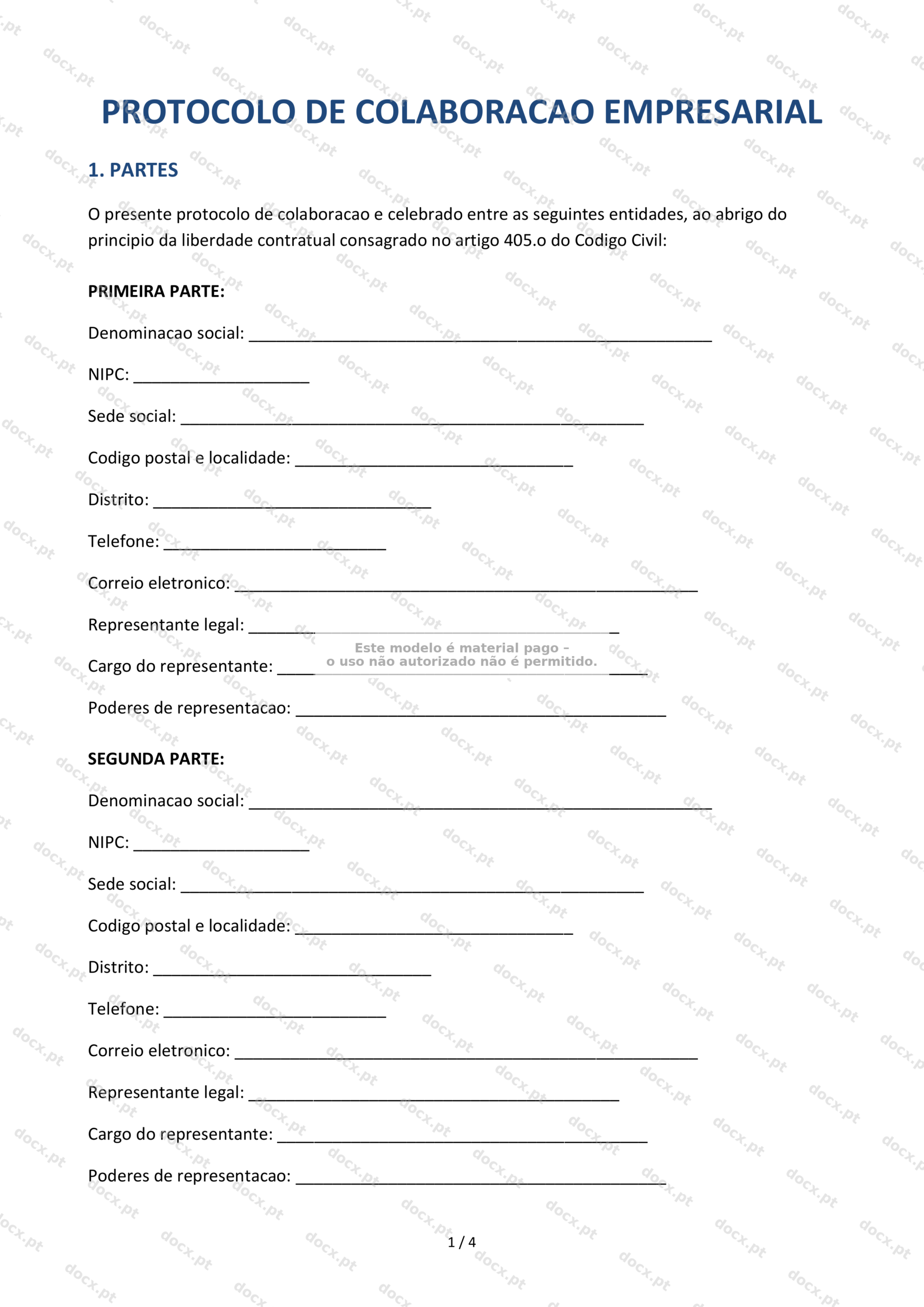 Protocolo de Colaboração Empresarial — Documento Word