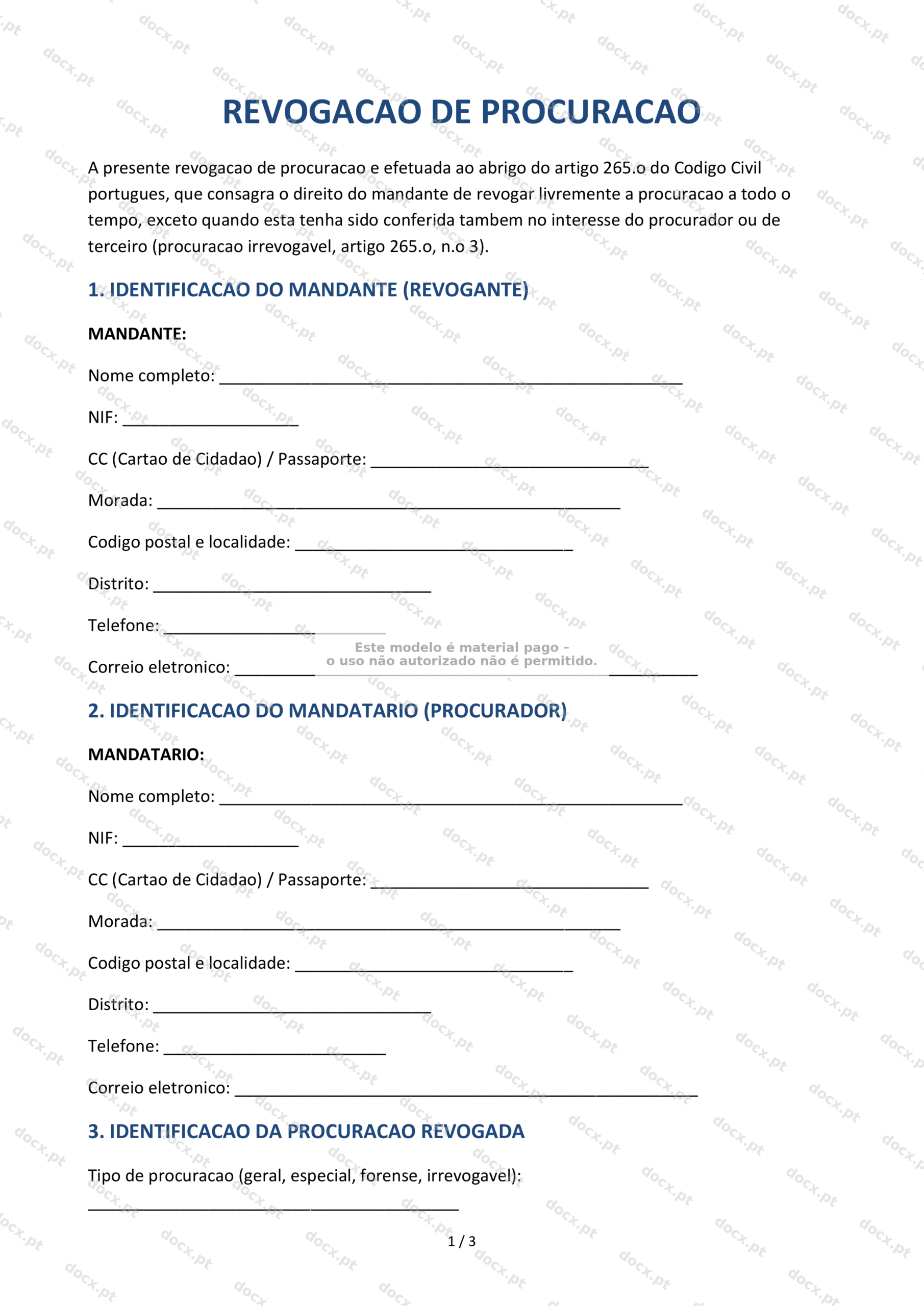 Revogação de Procuração — Documento Descarregável